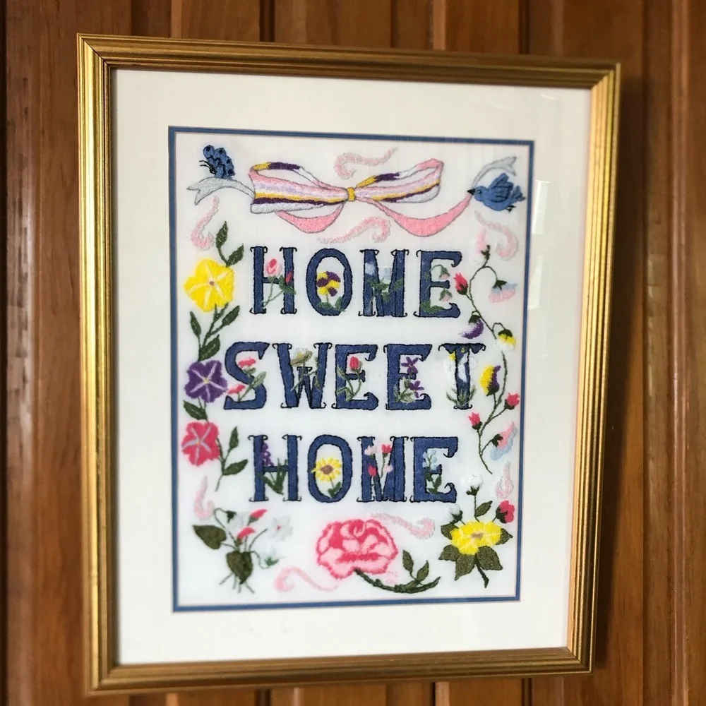 Embroidered 'Home Sweet Home' Framed Art - Picture 3 of 16